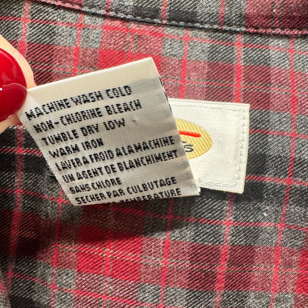 Talbots Shirt Womens Medium Red Black Plaid Cotton Button Up Flannel Vintage - Picture 5 of 8